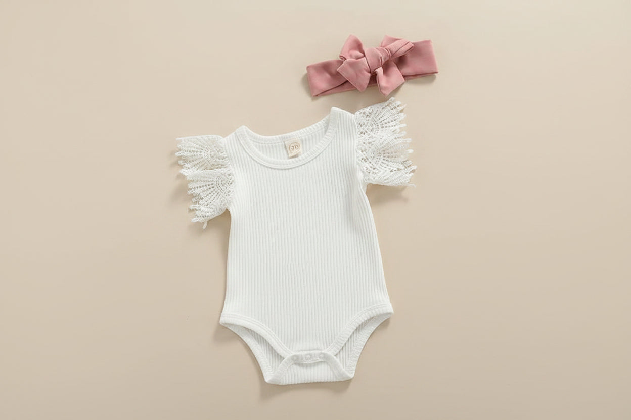 Stylish infant girl summer clothes with ruffle detail