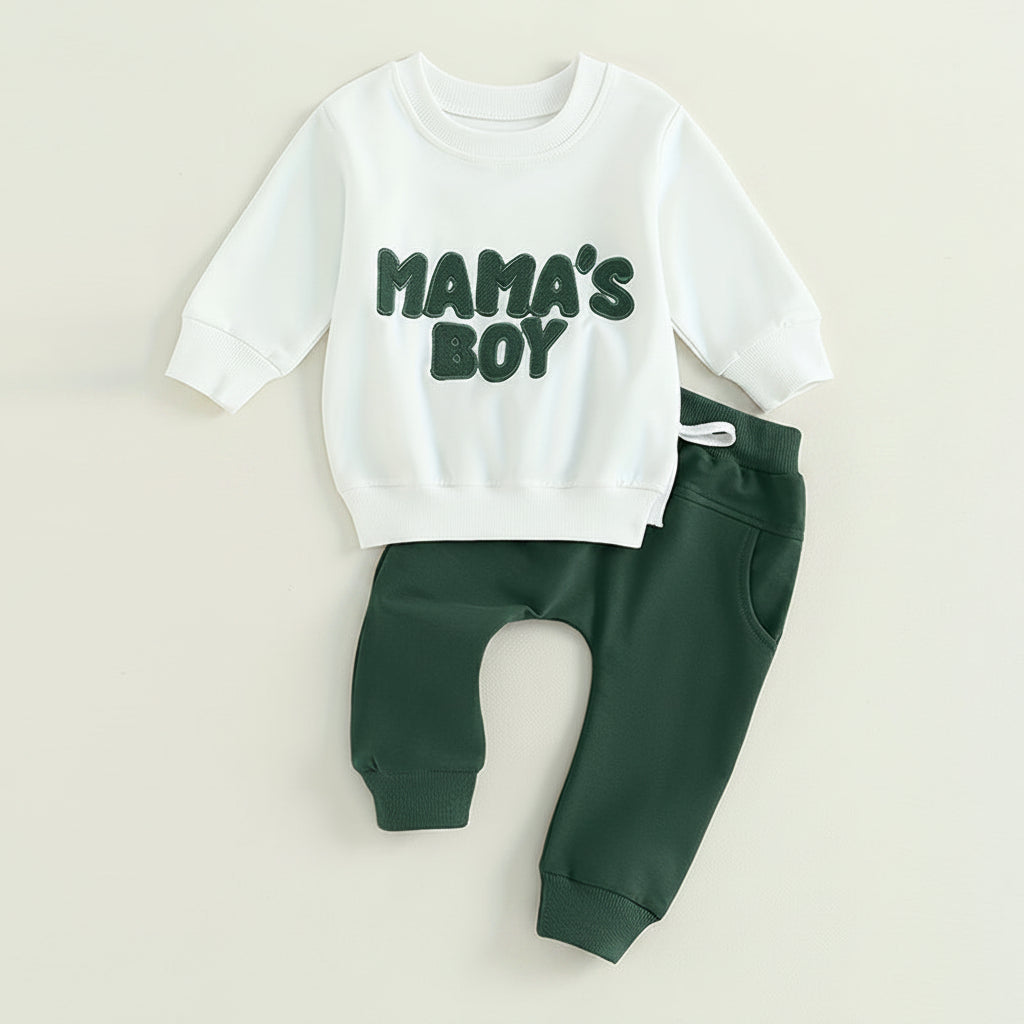 Baby boy 2-piece sweatshirt set with letter print top and jogger pants