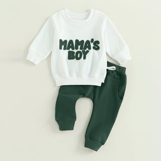 Baby boy 2-piece sweatshirt set with letter print top and jogger pants