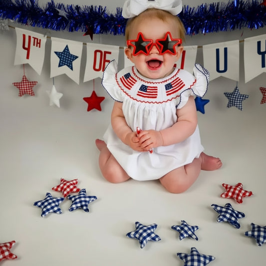 Baby girl patriotic party dress for Fourth of July celebrations