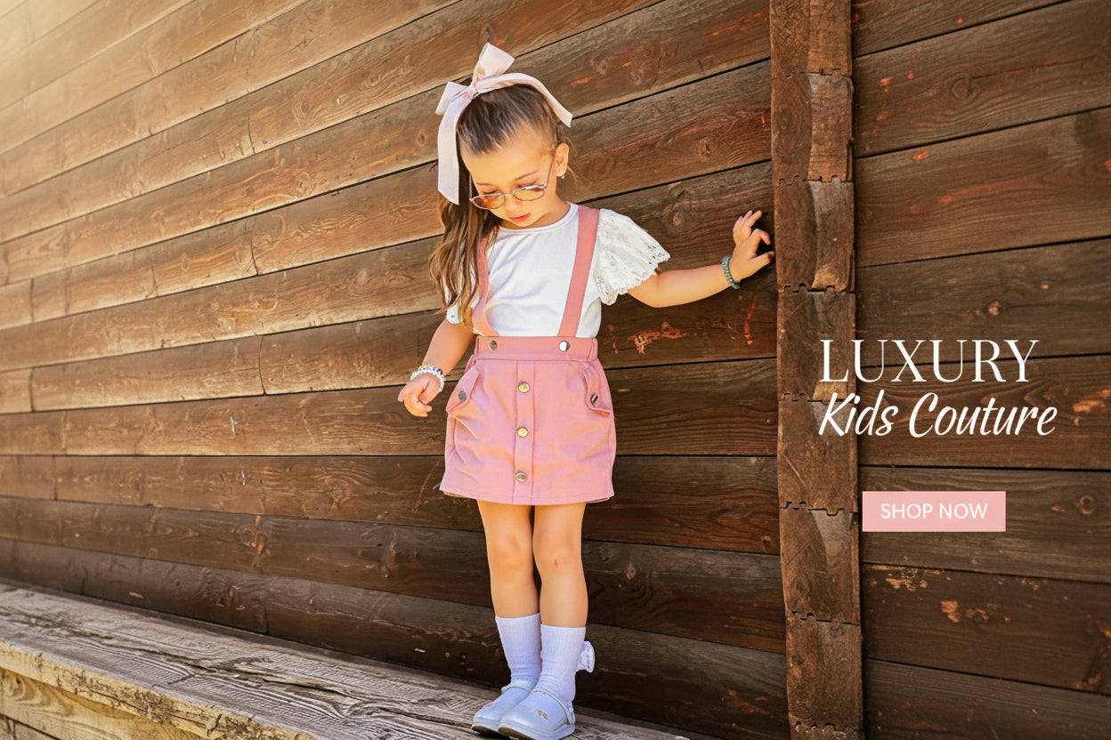 Luxury baby girl outfit set with matching bow headband