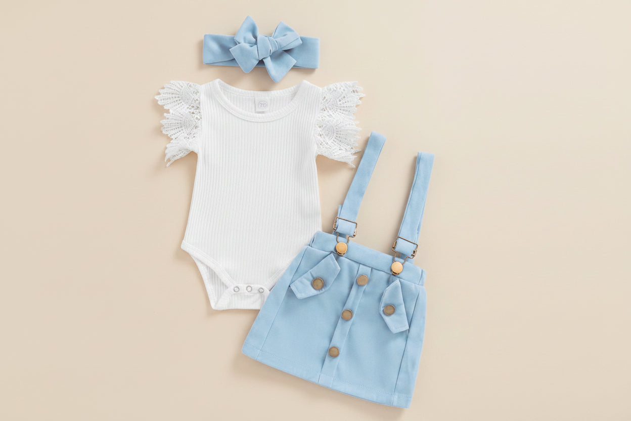 Stylish infant girl summer clothes with ruffle detail