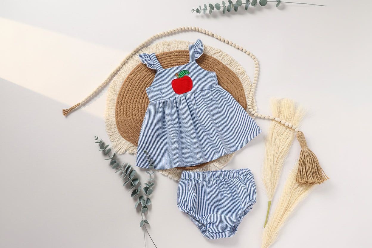 Cute toddler girl first day of school summer outfit